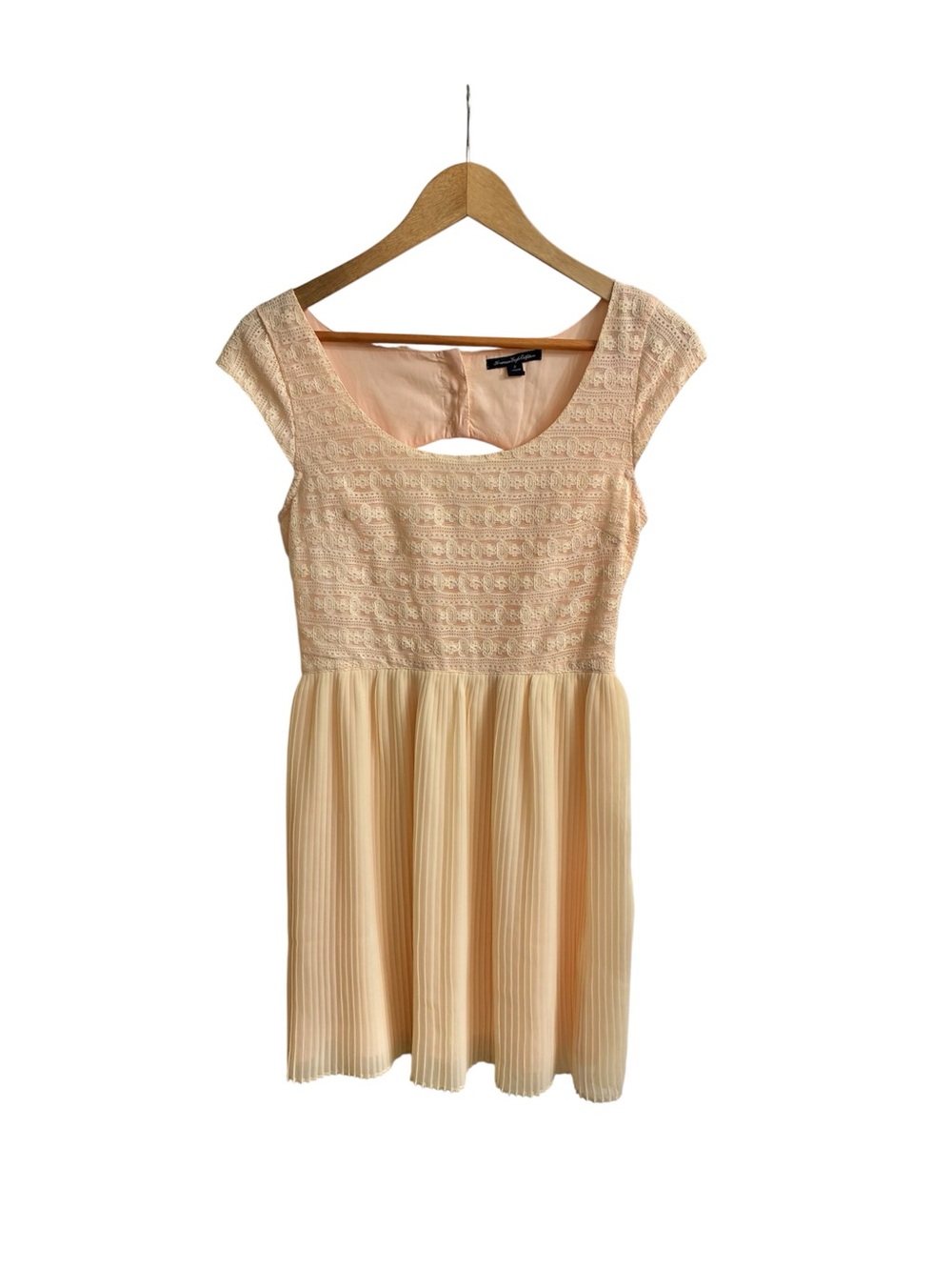 American Eagle Outfitters Women’s 2 Pink Peach Baby Doll Mini Dress Lace Pleated